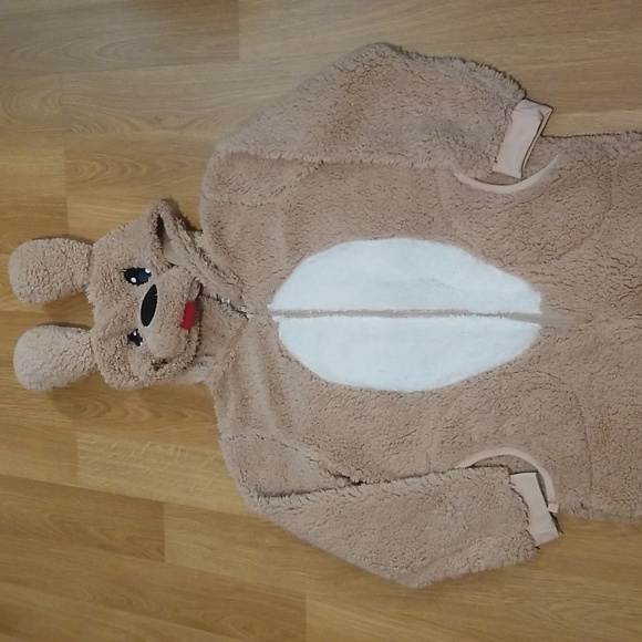 Funzietime fuzzy onesie with dog hood medium NWT - Picture 3 of 9